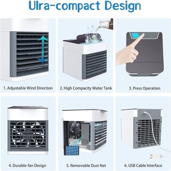 Air Ultra Portable Home Air Cooler | Portable Personal Air Conditioner,2x Cooling Power With Night Light Add Ice Cubes For Special Cooling (random Color)