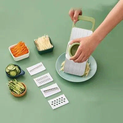 Green Vegetable Slicer - 5 In 1 Easy-to-Clean, Multipurpose Kitchen Tool for Food Preparation