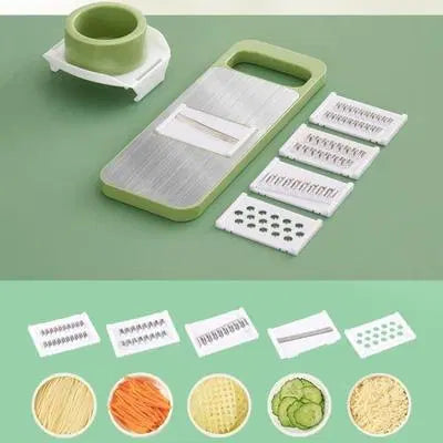 Green Vegetable Slicer - 5 In 1 Easy-to-Clean, Multipurpose Kitchen Tool for Food Preparation